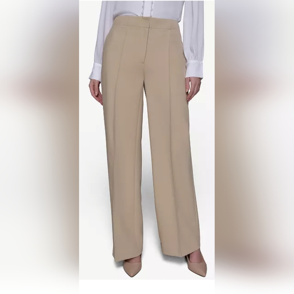 Karl Lagerfeld SEALED! NWT! Pleated Leg Pant in Titanium Bufff. Sz 2. R2S!!